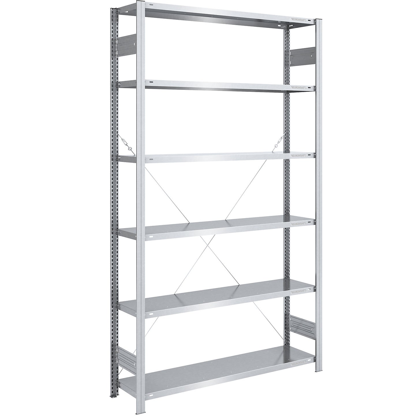 Boltless shelving unit, light duty, single-sided, HxWxD 2500 x 1300 x 400 mm, zinc plated, standard shelf unit.
