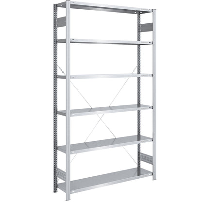 Boltless shelving unit, light duty, single-sided, HxWxD 2500 x 1300 x 400 mm, zinc plated, standard shelf unit.