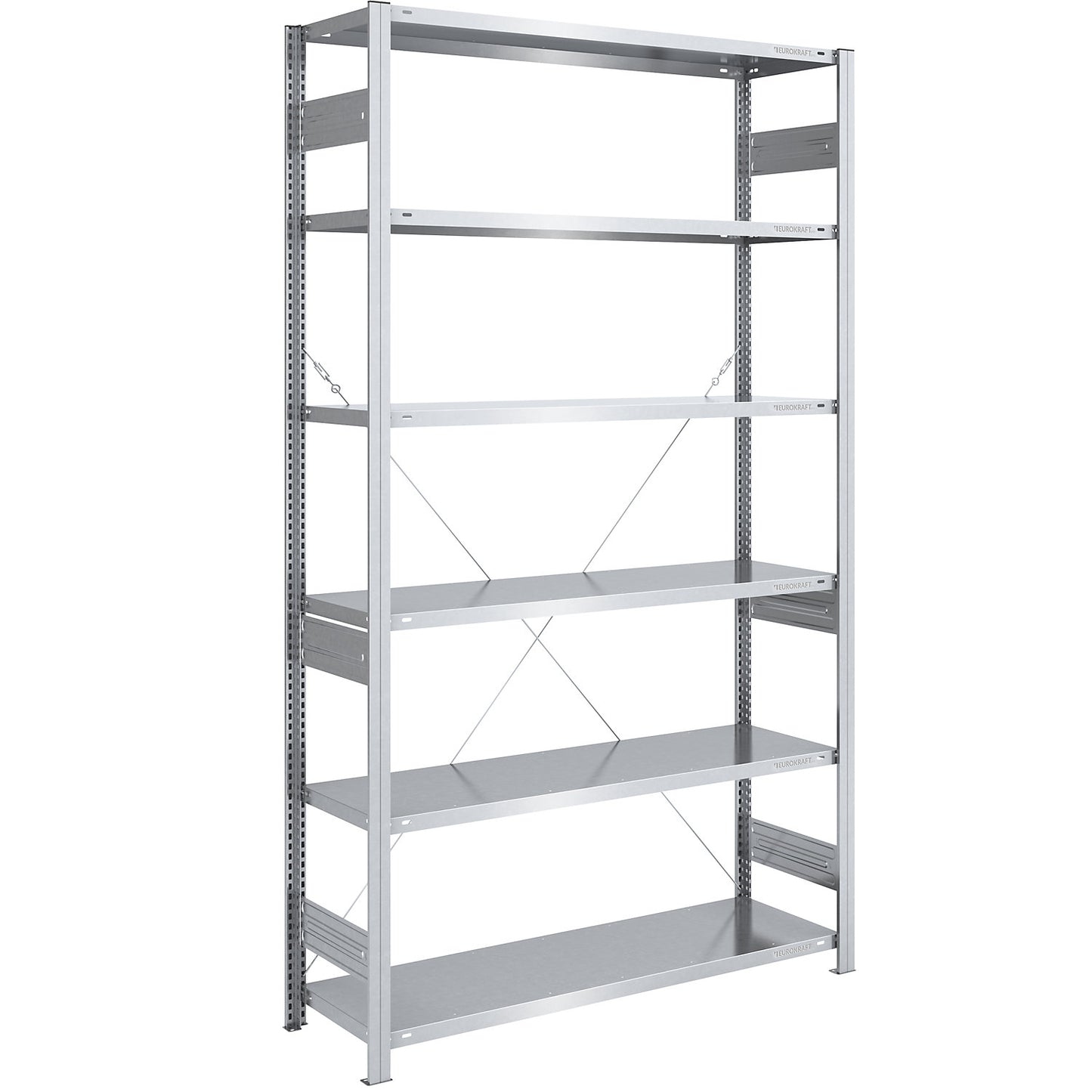 Boltless shelving unit, medium duty, single-sided, HxWxD 2500 x 1300 x 500 mm, zinc plated, standard shelf unit.