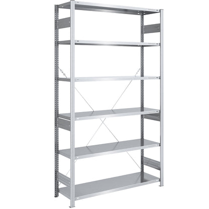 Boltless shelving unit, medium duty, single-sided, HxWxD 2500 x 1300 x 500 mm, zinc plated, standard shelf unit.