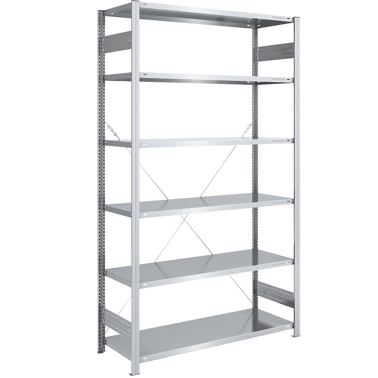 Boltless shelving unit, light duty, single-sided, HxWxD 2500 x 1300 x 600 mm, zinc plated, standard shelf unit.