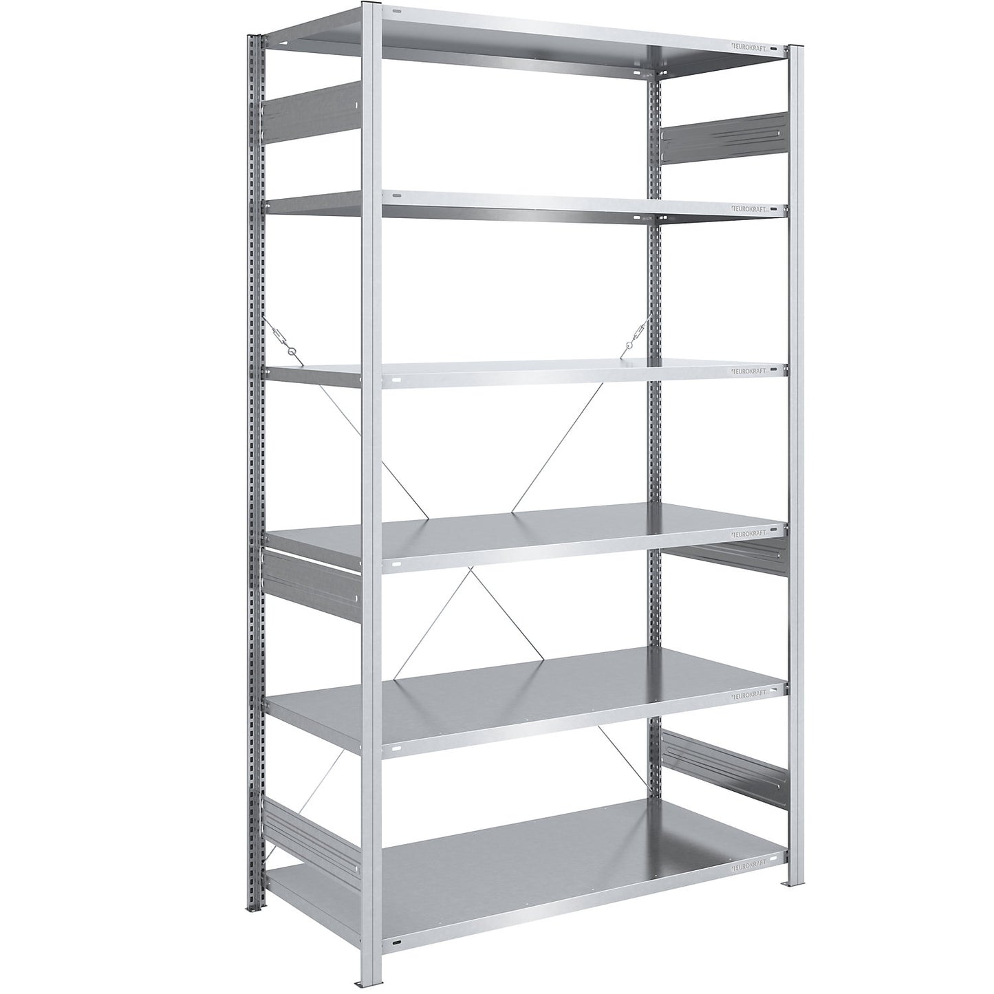 Boltless shelving unit, medium duty, single-sided, HxWxD 2500 x 1300 x 800 mm, zinc plated, standard shelf unit.