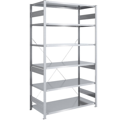 Boltless shelving unit, medium duty, single-sided, HxWxD 2500 x 1300 x 800 mm, zinc plated, standard shelf unit.