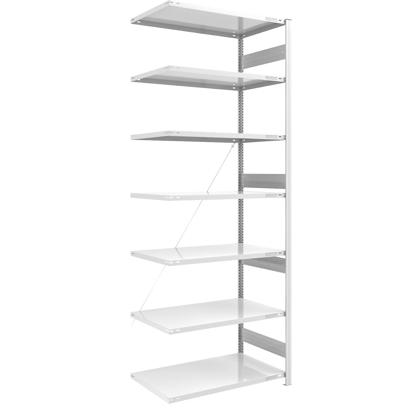 Heavy duty boltless shelving unit, single-sided, HxWxD 3000 x 1000 x 800 mm, grey, extension shelf unit.