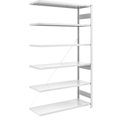 Heavy duty boltless shelving unit, single-sided, HxWxD 2500 x 1300 x 600 mm, grey, extension shelf unit.