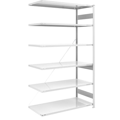 Heavy duty boltless shelving unit, single-sided, HxWxD 2500 x 1300 x 800 mm, grey, extension shelf unit.