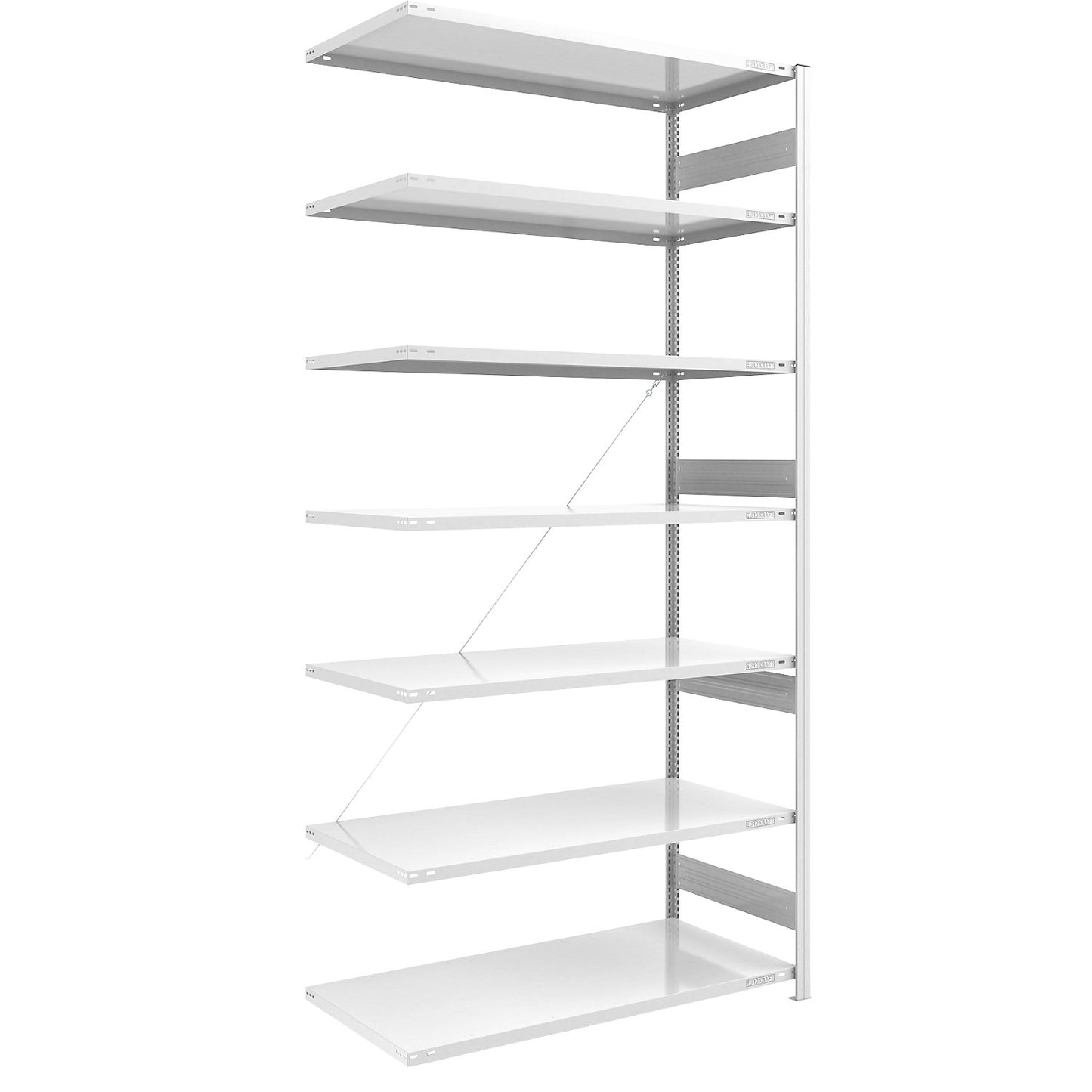 Heavy duty boltless shelving unit, single-sided, HxWxD 3000 x 1300 x 800 mm, grey, extension shelf unit.