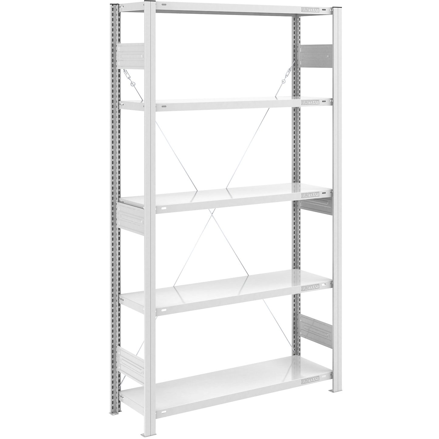 Heavy duty boltless shelving unit, single-sided, HxWxD 2000 x 1000 x 400 mm, grey, standard shelf unit.
