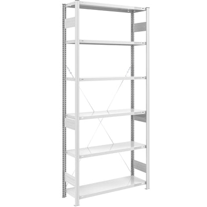 Heavy duty boltless shelving unit, single-sided, HxWxD 2500 x 1000 x 400 mm, grey, standard shelf unit.