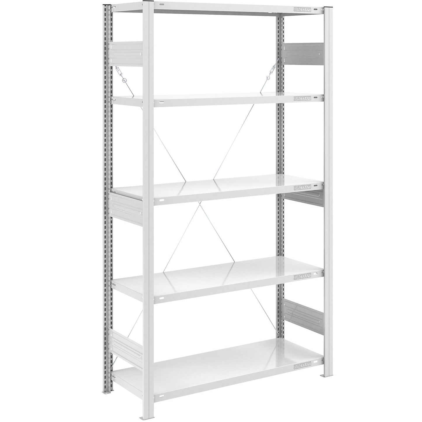 Heavy duty boltless shelving unit, single-sided, HxWxD 2000 x 1000 x 500 mm, grey, standard shelf unit.