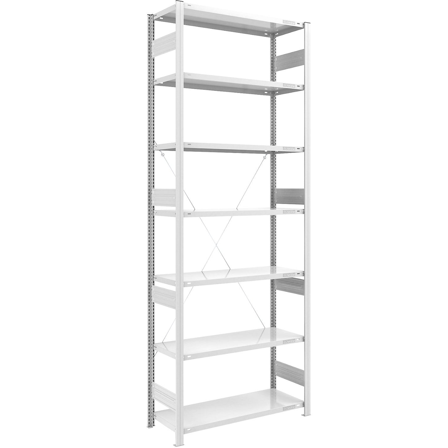 Heavy duty boltless shelving unit, single-sided, HxWxD 3000 x 1000 x 500 mm, grey, standard shelf unit.