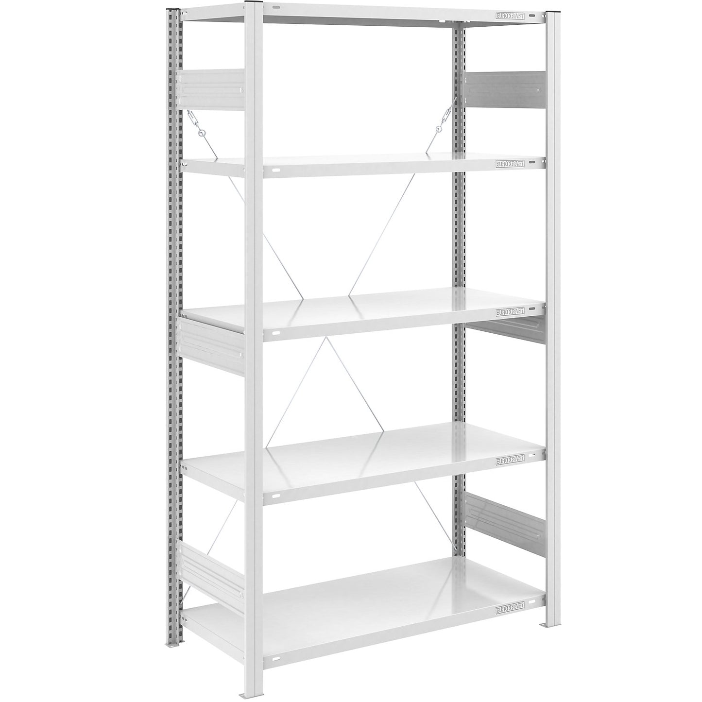 Heavy duty boltless shelving unit, single-sided, HxWxD 2000 x 1000 x 600 mm, grey, standard shelf unit.