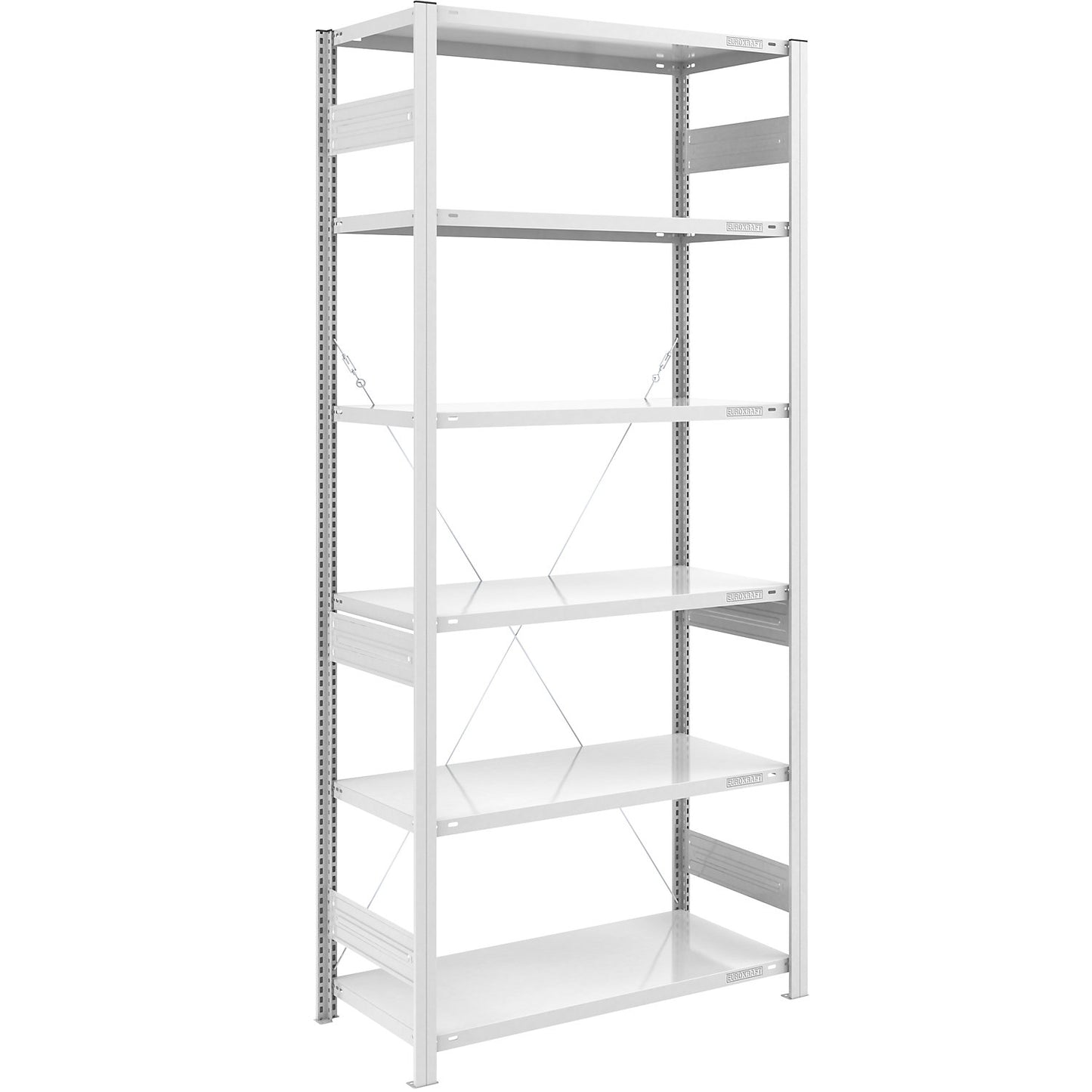 Heavy duty boltless shelving unit, single-sided, HxWxD 2500 x 1000 x 600 mm, grey, standard shelf unit.