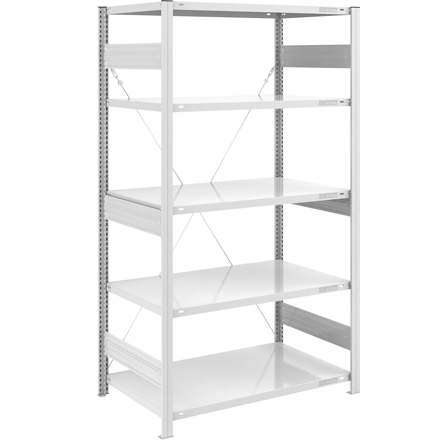 Heavy duty boltless shelving unit, single-sided, HxWxD 2000 x 1000 x 800 mm, grey, standard shelf unit.