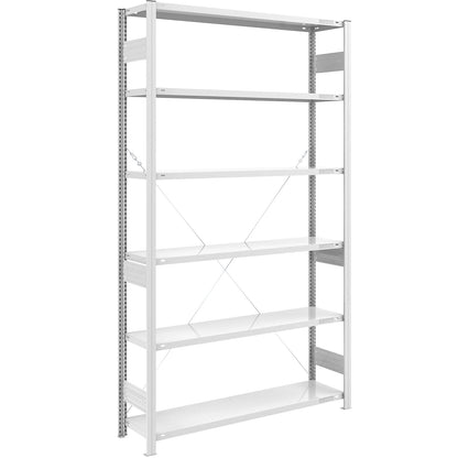Heavy duty boltless shelving unit, single-sided, HxWxD 2500 x 1300 x 400 mm, grey, standard shelf unit.