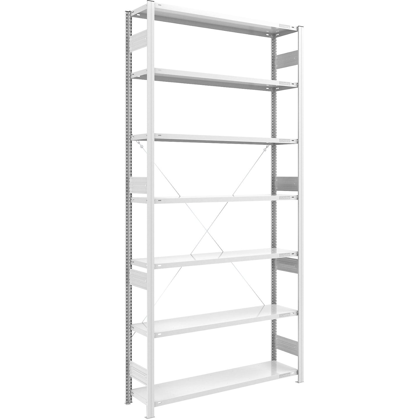 Heavy duty boltless shelving unit, single-sided, HxWxD 3000 x 1300 x 400 mm, grey, standard shelf unit.