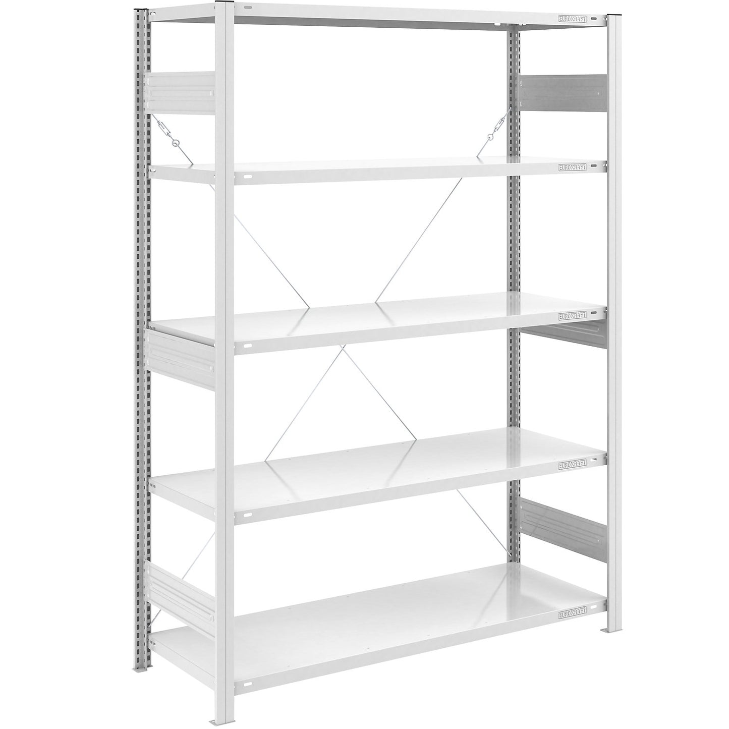 Heavy duty boltless shelving unit, single-sided, HxWxD 2000 x 1300 x 600 mm, grey, standard shelf unit.