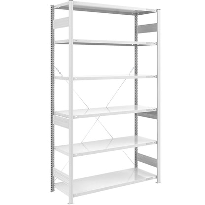 Heavy duty boltless shelving unit, single-sided, HxWxD 2500 x 1300 x 600 mm, grey, standard shelf unit.