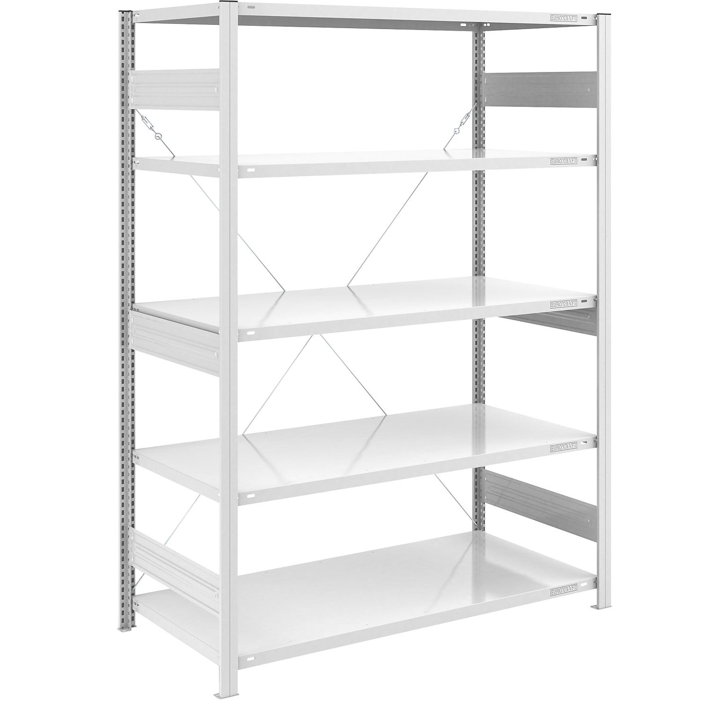 Heavy duty boltless shelving unit, single-sided, HxWxD 2000 x 1300 x 800 mm, grey, standard shelf unit.