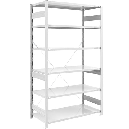 Heavy duty boltless shelving unit, single-sided, HxWxD 2500 x 1300 x 800 mm, grey, standard shelf unit.