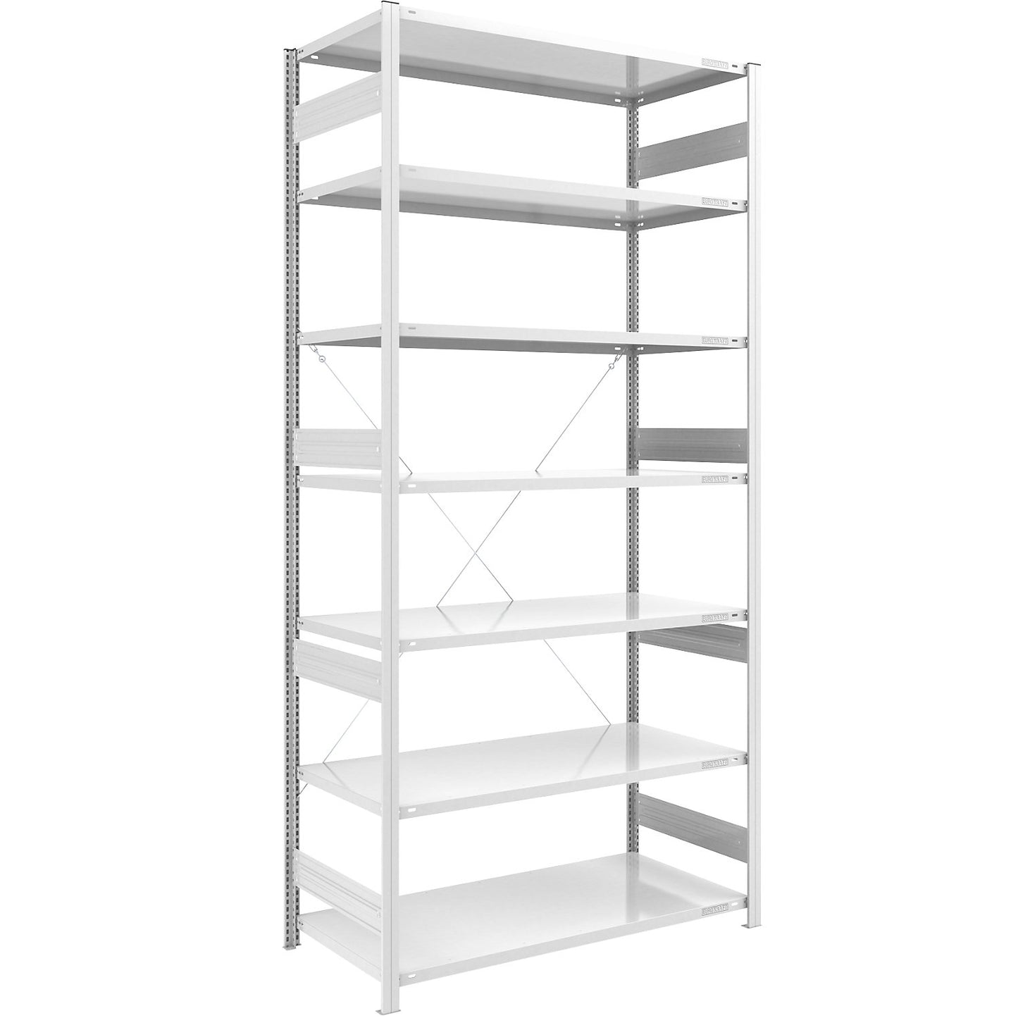 Heavy duty boltless shelving unit, single-sided, HxWxD 3000 x 1300 x 800 mm, grey, standard shelf unit.