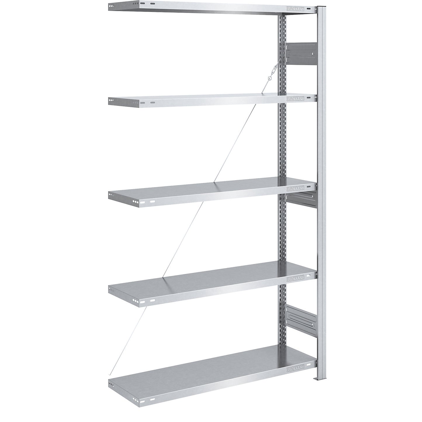Heavy duty boltless shelving unit, single-sided, HxWxD 2000 x 1000 x 400 mm, zinc plated, extension shelf unit.