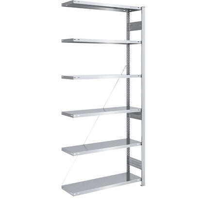 Heavy duty boltless shelving unit, single-sided, HxWxD 2500 x 1000 x 400 mm, zinc plated, add-on shelving unit.