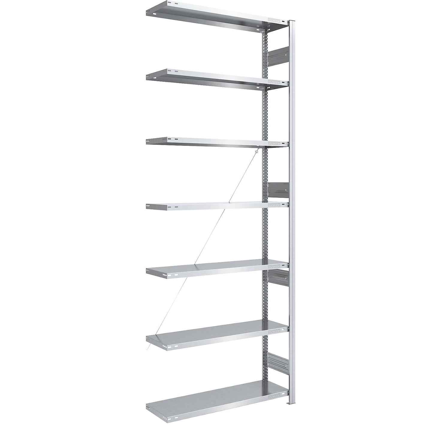 Heavy duty boltless shelving unit, single-sided, HxWxD 3000 x 1000 x 400 mm, zinc plated, extension shelf unit.