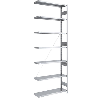 Heavy duty boltless shelving unit, single-sided, HxWxD 3000 x 1000 x 400 mm, zinc plated, extension shelf unit.