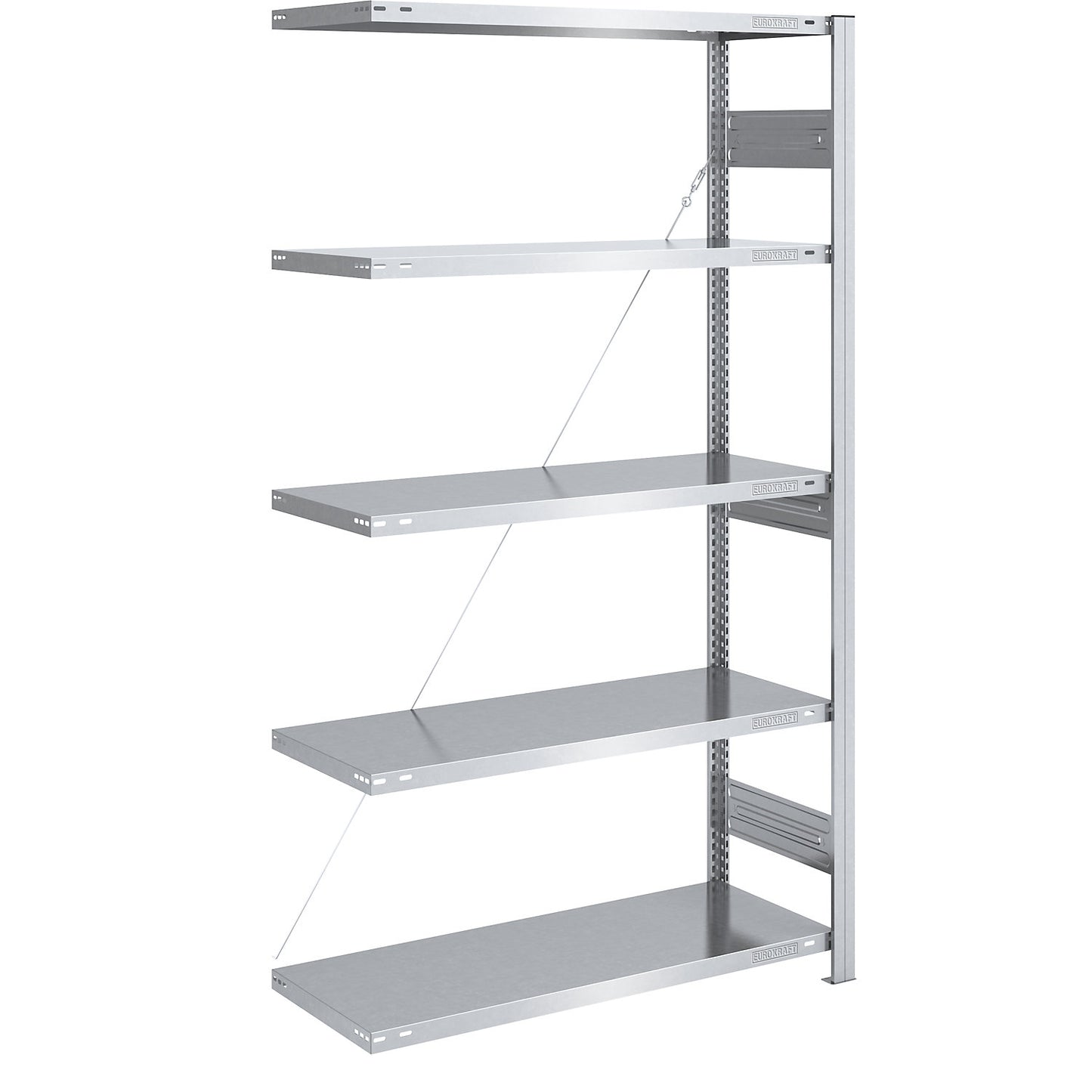 Heavy duty boltless shelving unit, single-sided, HxWxD 2000 x 1000 x 500 mm, zinc plated, extension shelf unit.