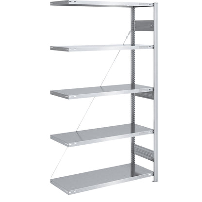 Heavy duty boltless shelving unit, single-sided, HxWxD 2000 x 1000 x 500 mm, zinc plated, extension shelf unit.