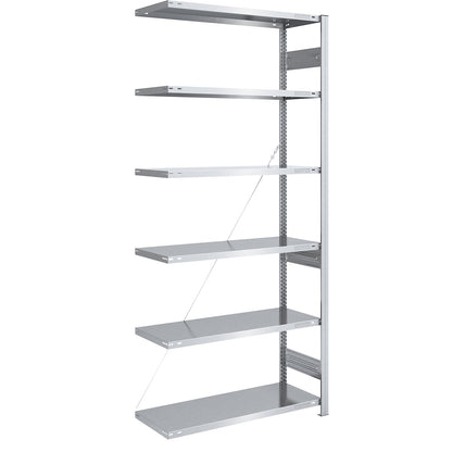 Heavy duty boltless shelving unit, single-sided, HxWxD 2500 x 1000 x 500 mm, zinc plated, extension shelf unit.