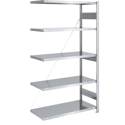 Heavy duty boltless shelving unit, single-sided, HxWxD 2000 x 1000 x 600 mm, zinc plated, extension shelf unit.