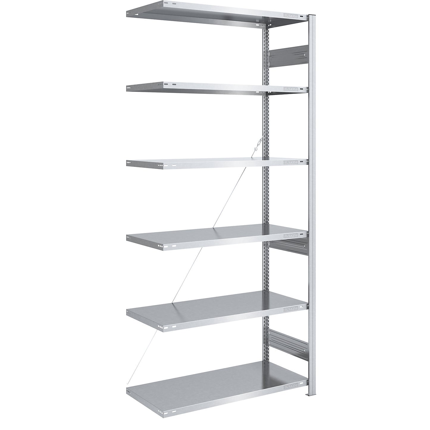 Heavy duty boltless shelving unit, single-sided, HxWxD 2500 x 1000 x 600 mm, zinc plated, extension shelf unit.