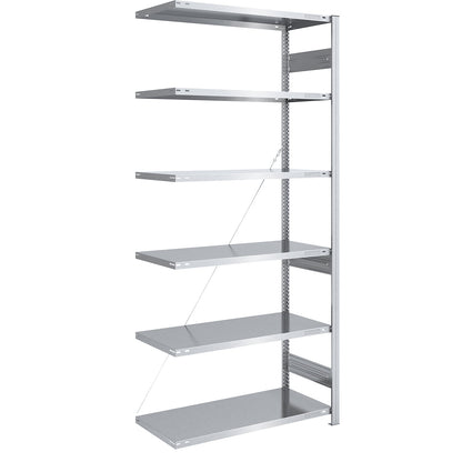 Heavy duty boltless shelving unit, single-sided, HxWxD 2500 x 1000 x 600 mm, zinc plated, extension shelf unit.