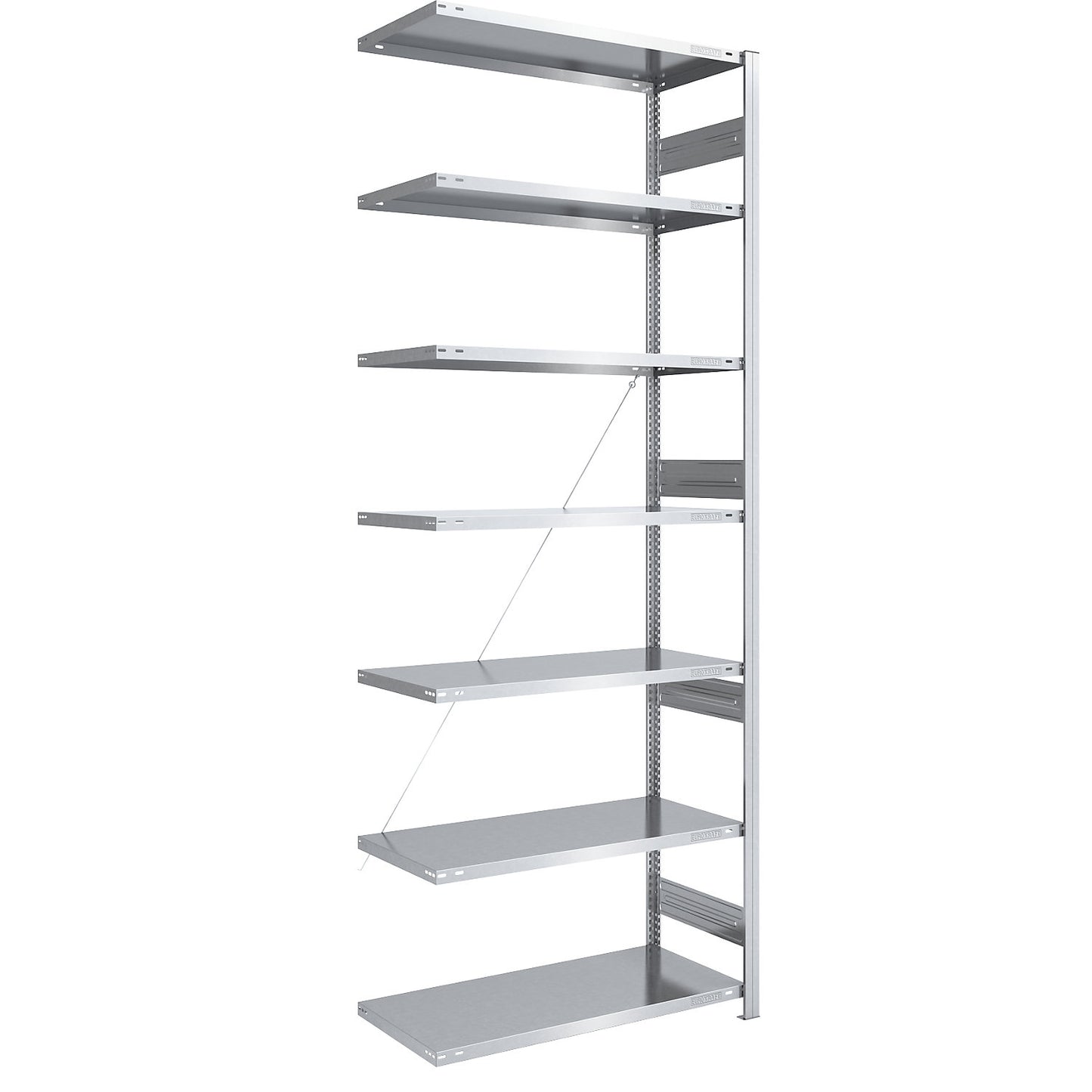 Heavy duty boltless shelving unit, single-sided, HxWxD 3000 x 1000 x 600 mm, zinc plated, extension shelf unit.