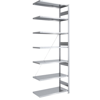 Heavy duty boltless shelving unit, single-sided, HxWxD 3000 x 1000 x 600 mm, zinc plated, extension shelf unit.