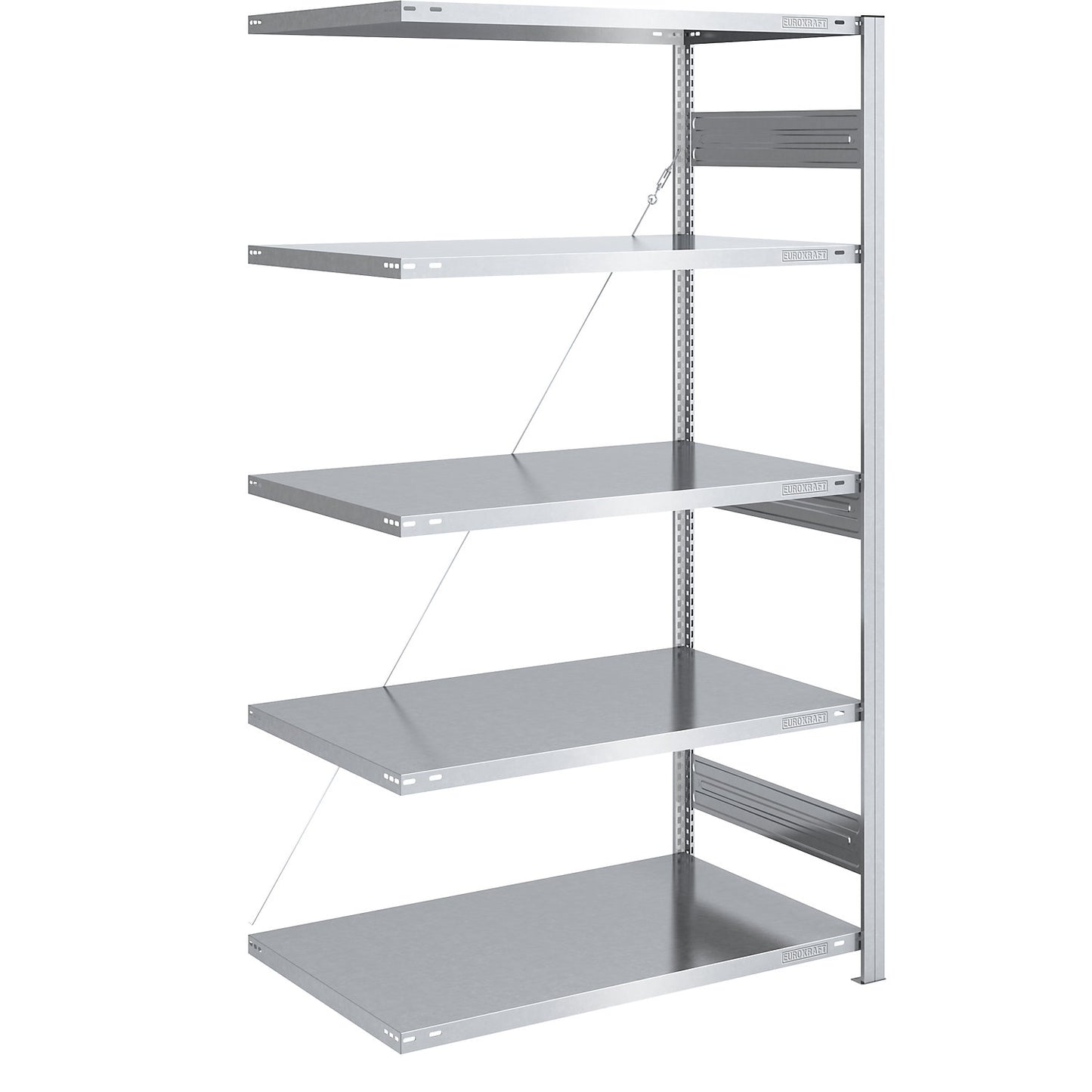 Heavy duty boltless shelving unit, single-sided, HxWxD 2000 x 1000 x 800 mm, zinc plated, extension shelf unit.
