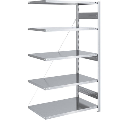 Heavy duty boltless shelving unit, single-sided, HxWxD 2000 x 1000 x 800 mm, zinc plated, extension shelf unit.