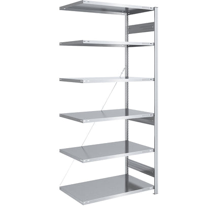 Heavy duty boltless shelving unit, single-sided, HxWxD 2500 x 1000 x 800 mm, zinc plated, extension shelf unit.