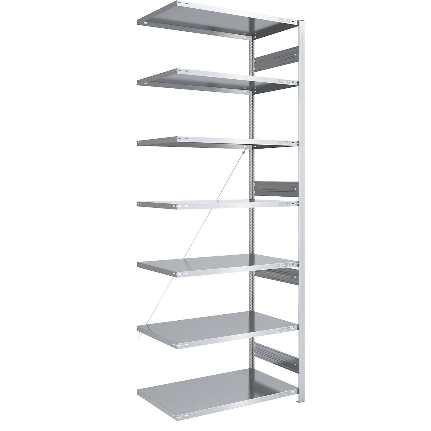 Heavy duty boltless shelving unit, single-sided, HxWxD 3000 x 1000 x 800 mm, zinc plated, extension shelf unit.