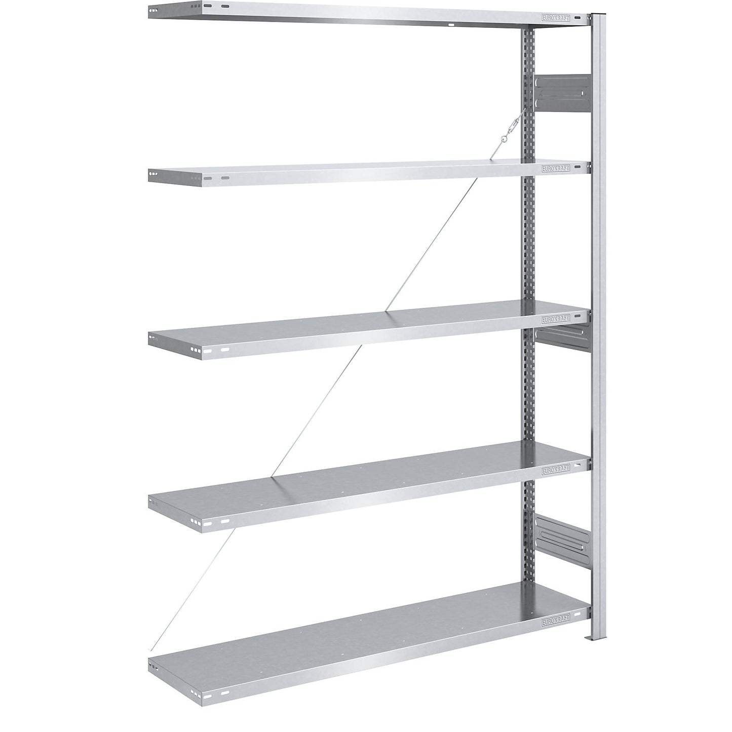 Heavy duty boltless shelving unit, single-sided, HxWxD 2000 x 1300 x 400 mm, zinc plated, extension shelf unit.