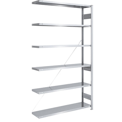 Heavy duty boltless shelving unit, single-sided, HxWxD 2500 x 1300 x 400 mm, zinc plated, extension shelf unit.