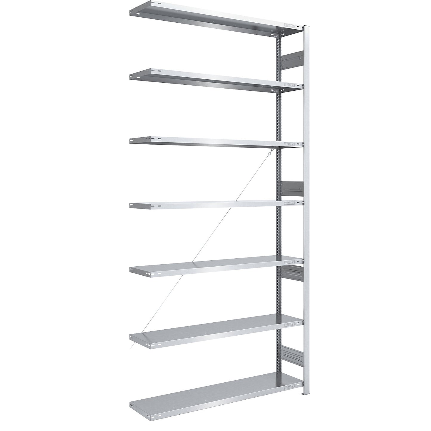 Heavy duty boltless shelving unit, single-sided, HxWxD 3000 x 1300 x 400 mm, zinc plated, extension shelf unit.