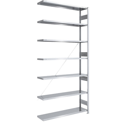 Heavy duty boltless shelving unit, single-sided, HxWxD 3000 x 1300 x 400 mm, zinc plated, extension shelf unit.