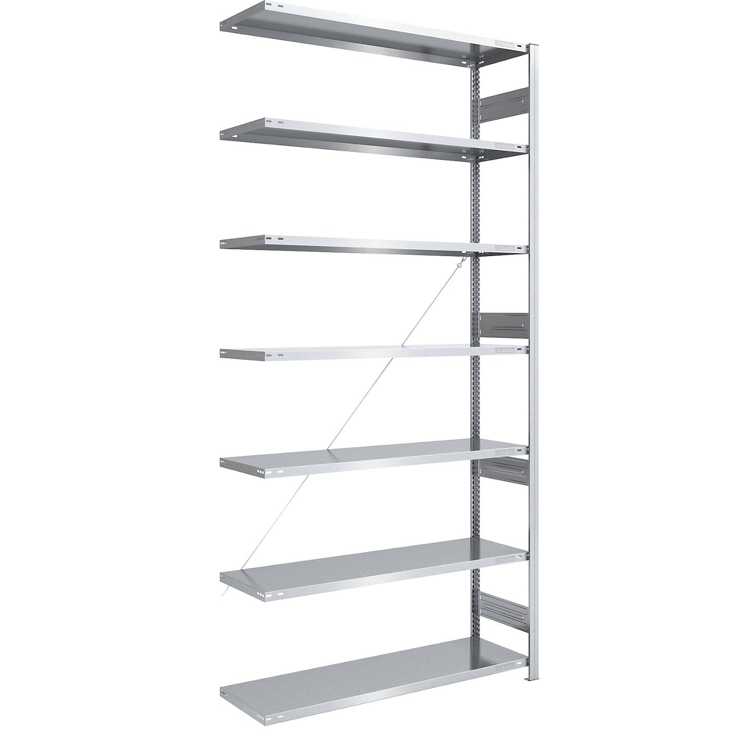 Heavy duty boltless shelving unit, single-sided, HxWxD 3000 x 1300 x 500 mm, zinc plated, extension shelf unit.
