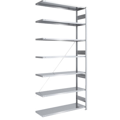 Heavy duty boltless shelving unit, single-sided, HxWxD 3000 x 1300 x 500 mm, zinc plated, extension shelf unit.