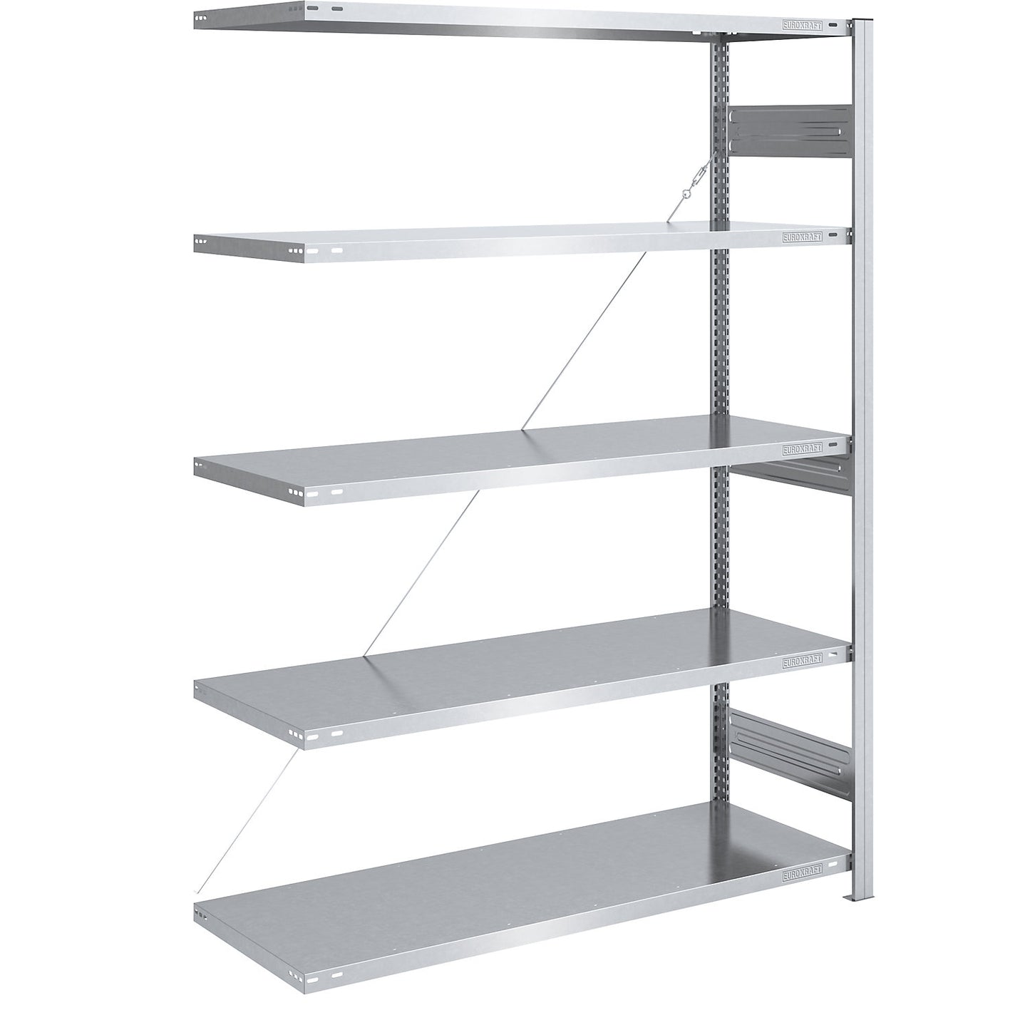 Heavy duty boltless shelving unit, single-sided, HxWxD 2000 x 1300 x 600 mm, zinc plated, extension shelf unit.