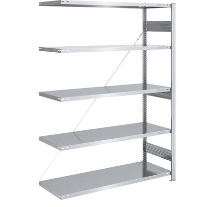 Heavy duty boltless shelving unit, single-sided, HxWxD 2000 x 1300 x 600 mm, zinc plated, extension shelf unit.