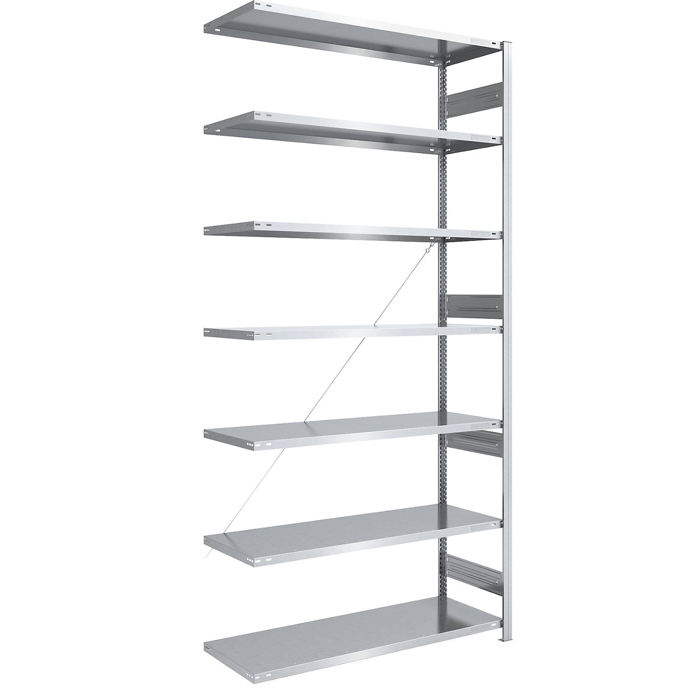 Heavy duty boltless shelving unit, single-sided, HxWxD 3000 x 1300 x 600 mm, zinc plated, extension shelf unit.